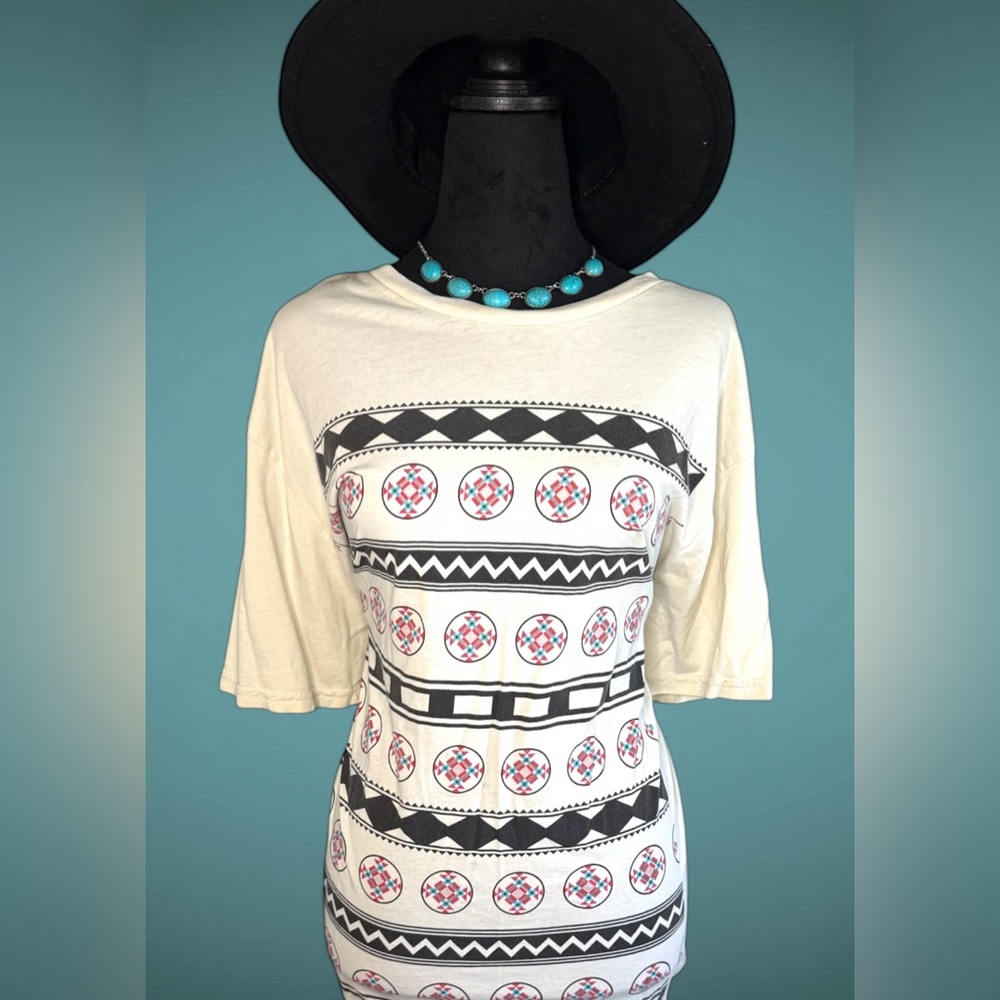 Katin Aztec Patterned T-Shirt - Cream and Black